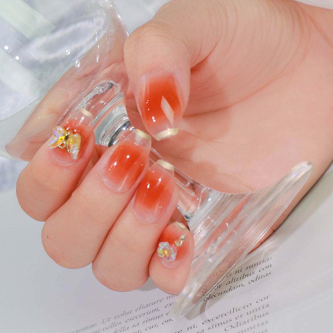SHINY GLAM COFFIN SHAPE PRESS ON NAILS