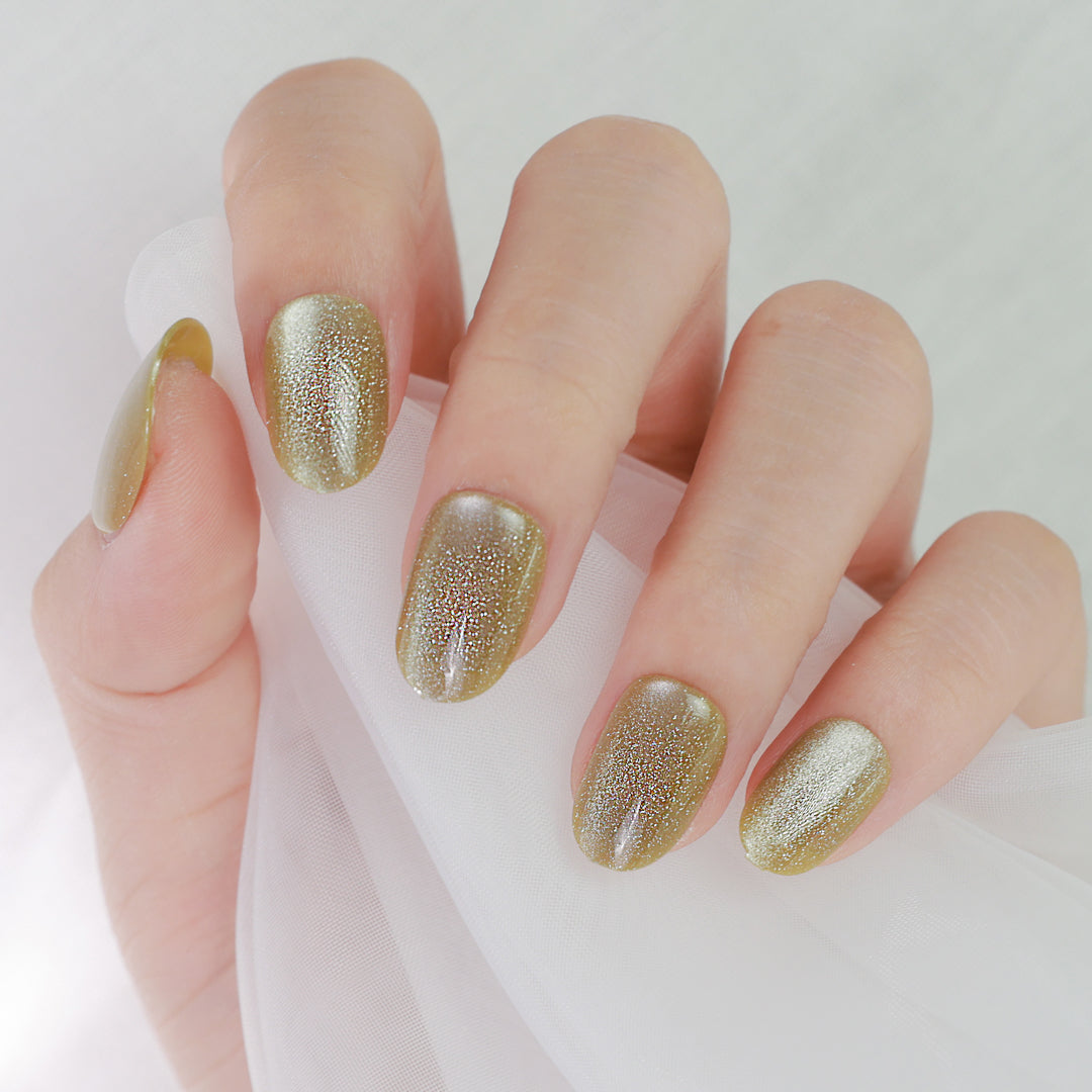 OPULENT GOLD OVAL SHAPE PRESS ON NAILS