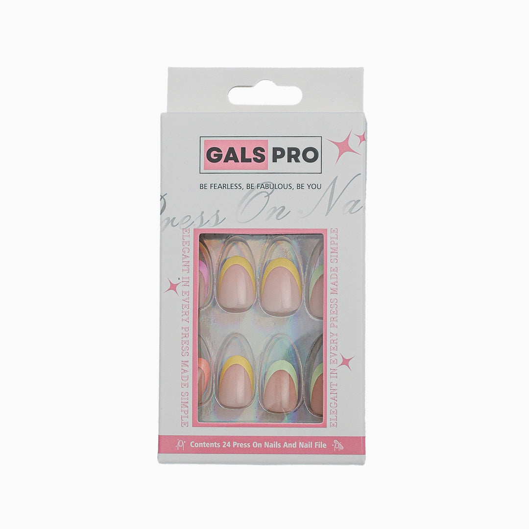 RAINBOW GLAM OVAL SHAPE PRESS ON NAILS