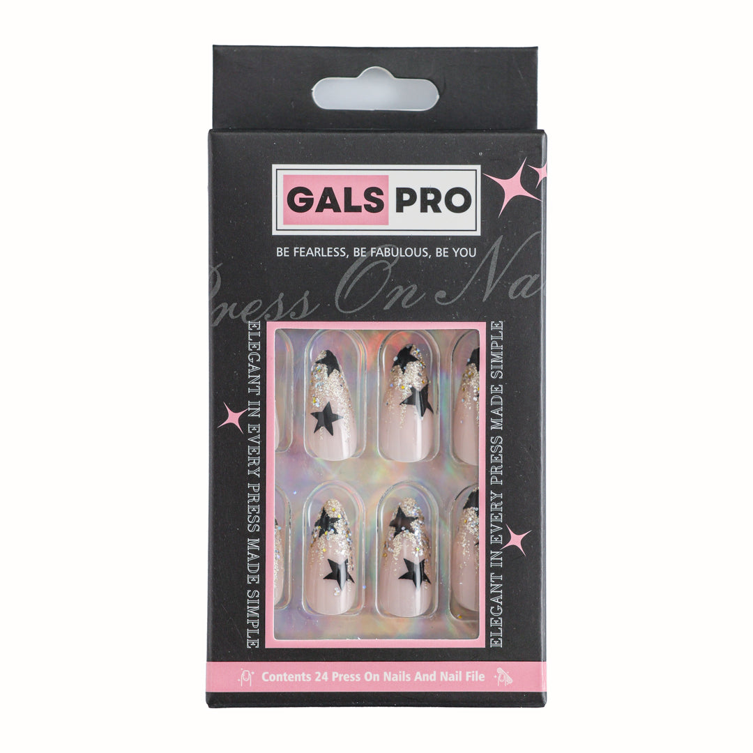 MIDNIGHT GALAXY ALMOND SHAPE PRESS ON NAILS