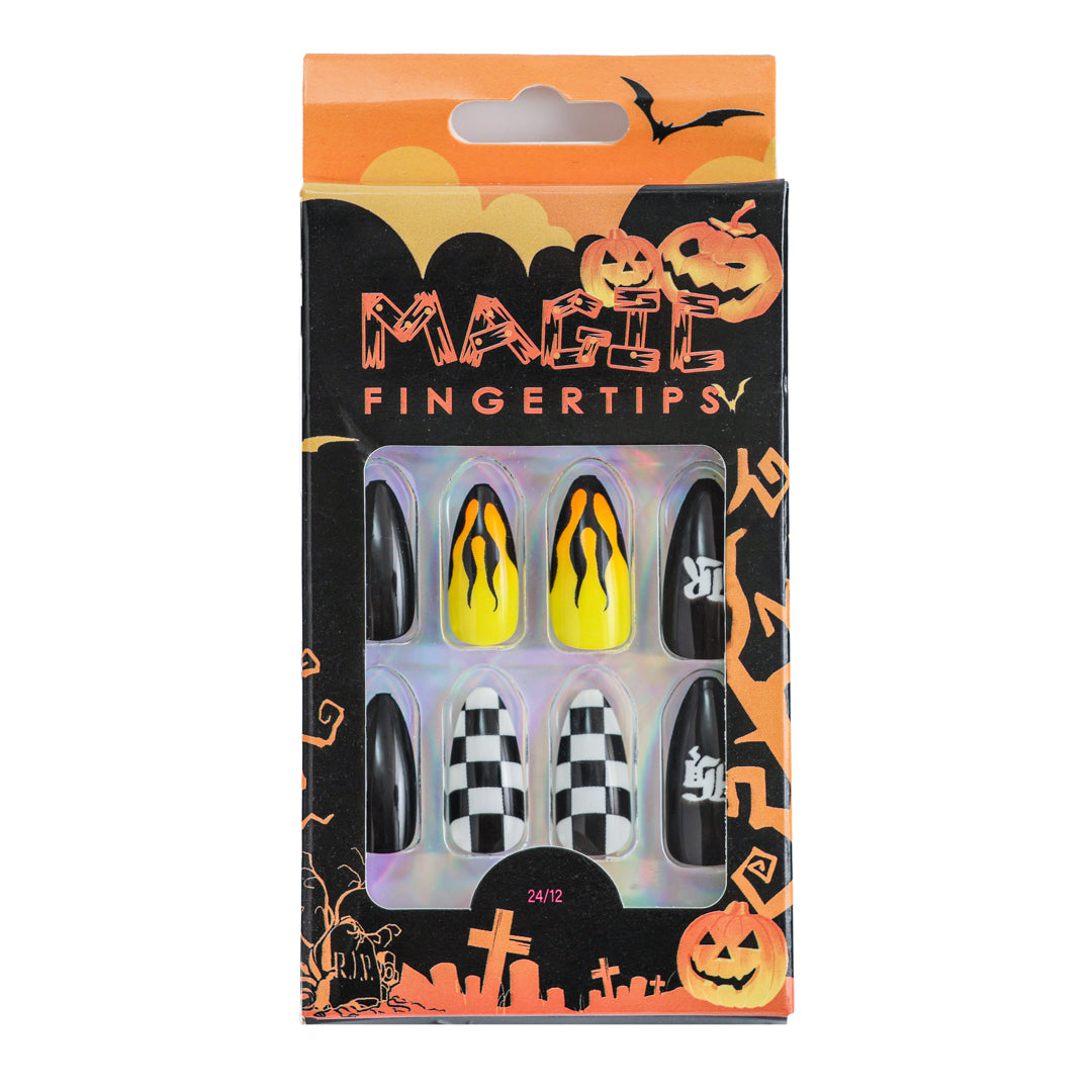 CHECKERBEE ALMOND SHAPE PRESS ON NAILS