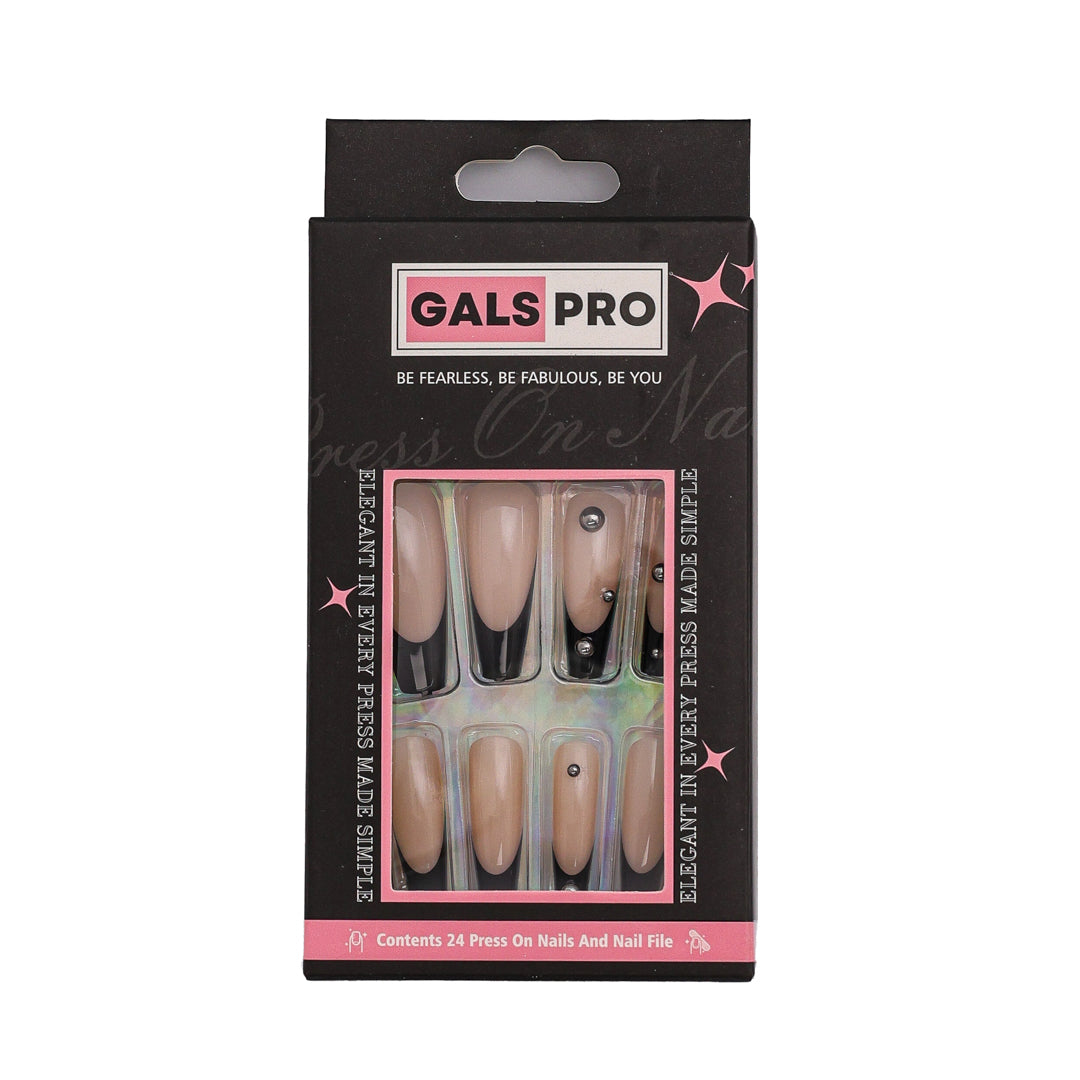 MONOCHROME COFFIN SHAPE PRESS ON NAILS