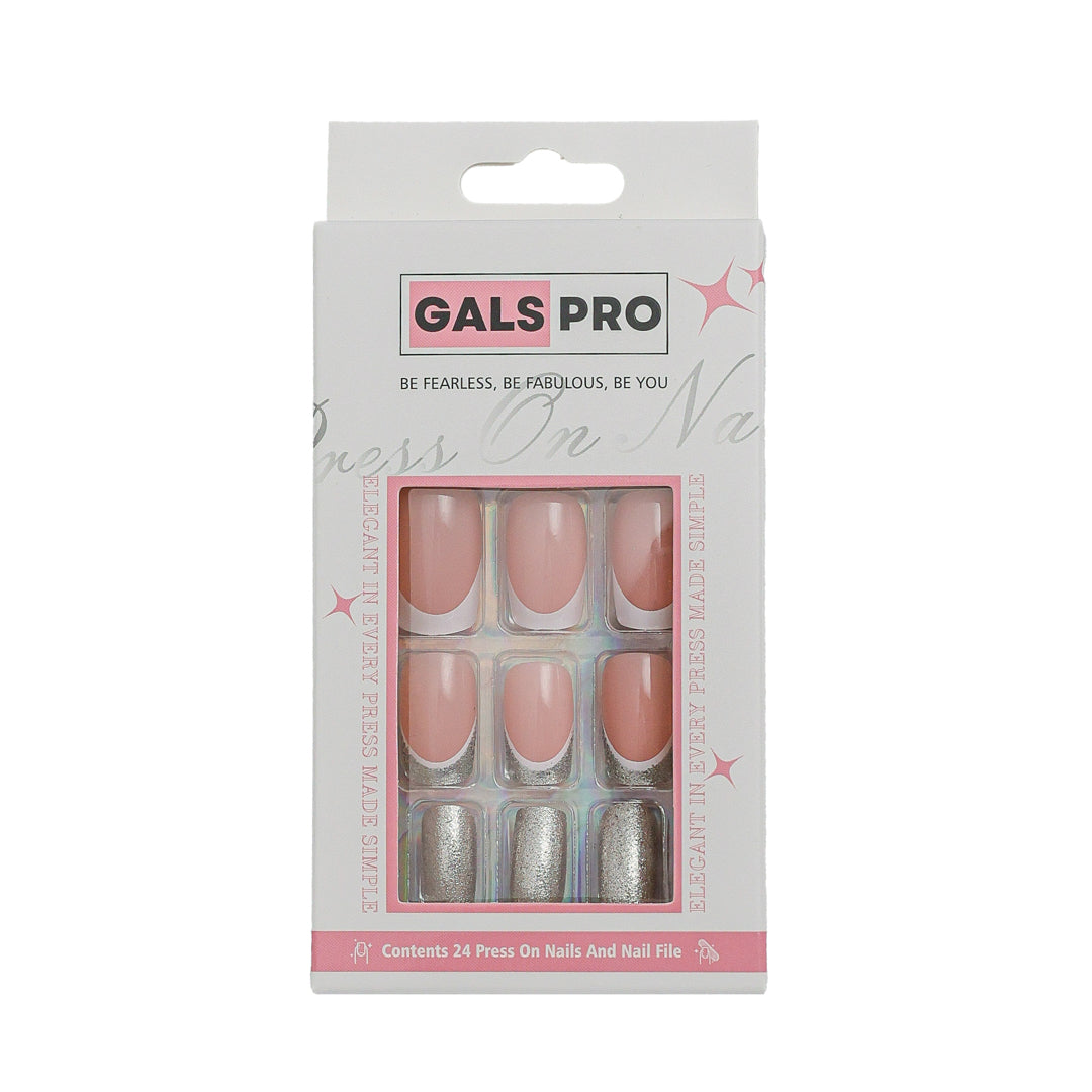 SILVER BLOSSOM SQUARE SHAPE PRESS ON NAILS