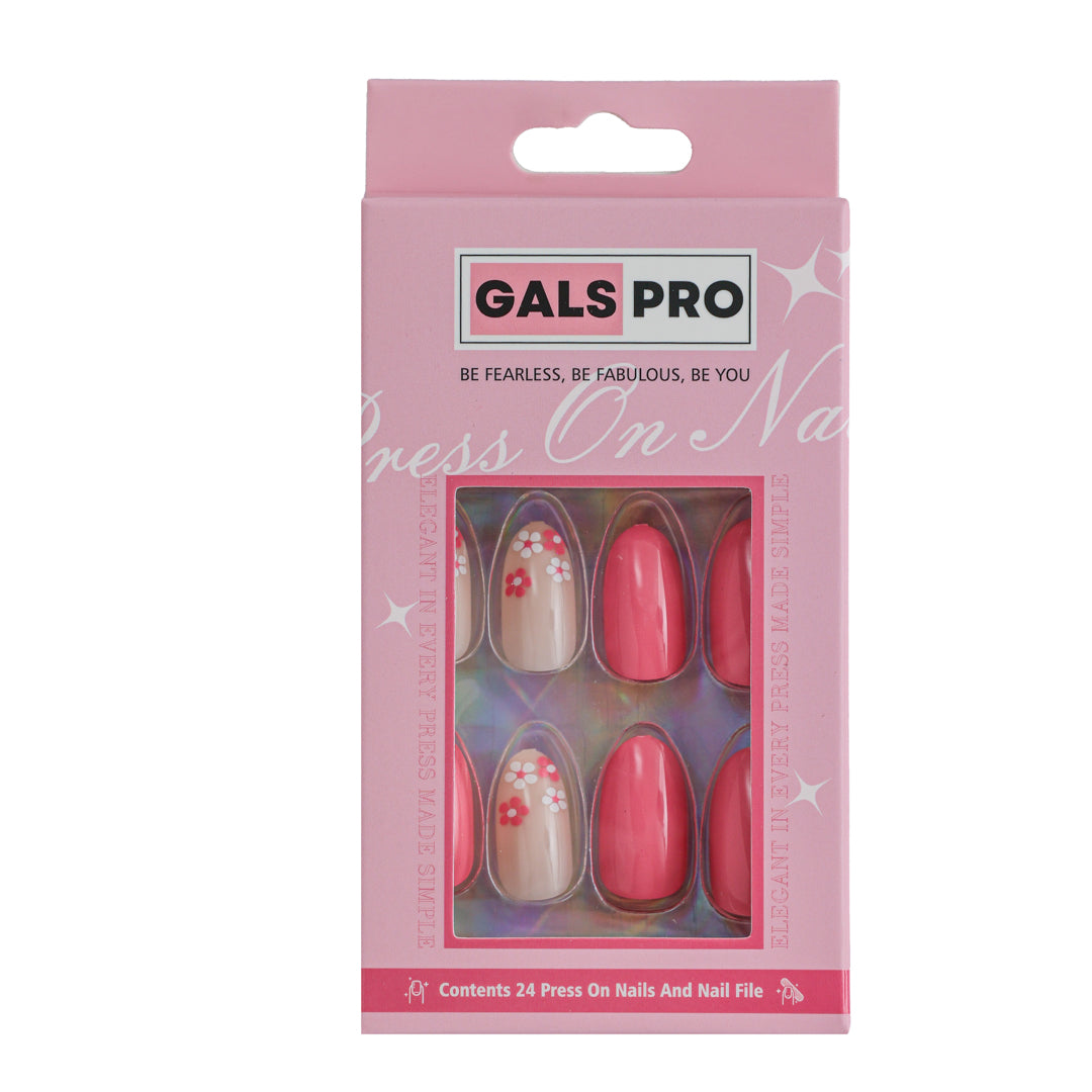 PINK POP OVAL SHAPE PRESS ON NAILS