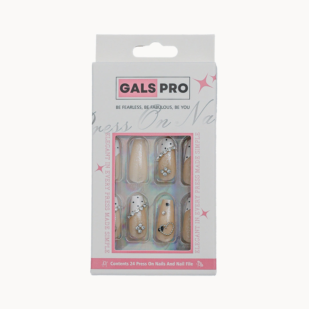 GEMSTONE LOVE COFFIN SHAPE PRESS ON NAILS