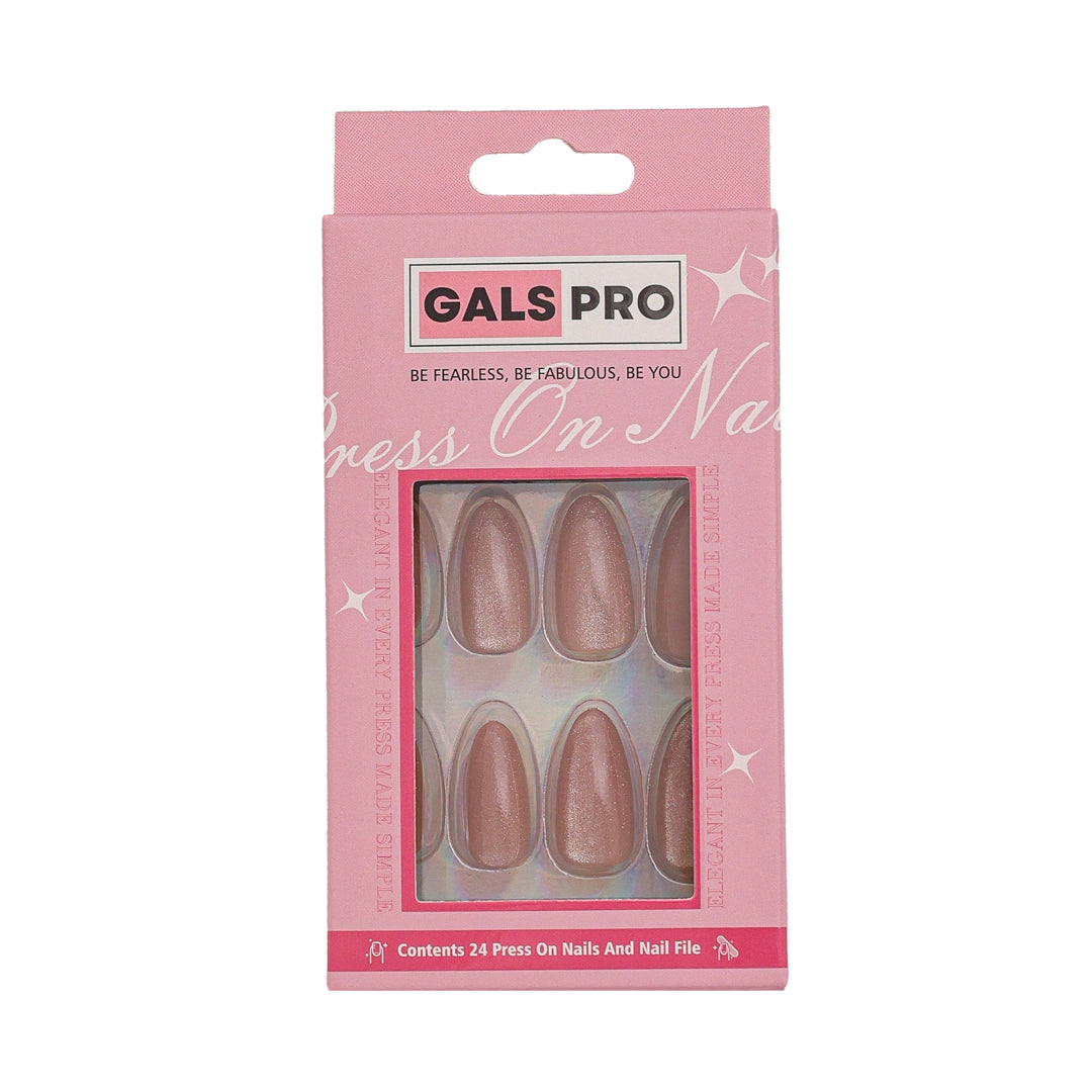 METALLIC PINK ALMOND SHAPE PRESS ON NAILS