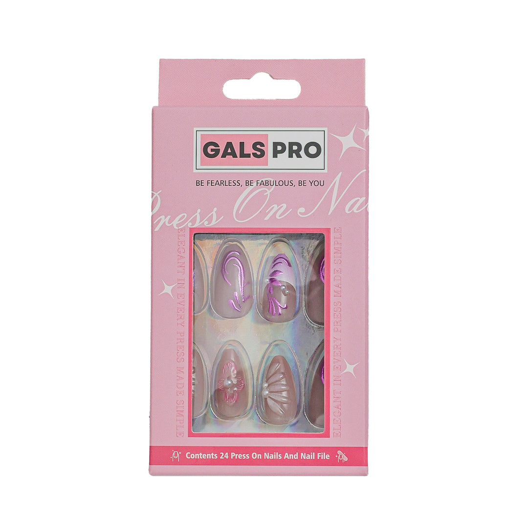 LAVENDER & ROSE COFFIN SHAPE PRESS ON NAILS