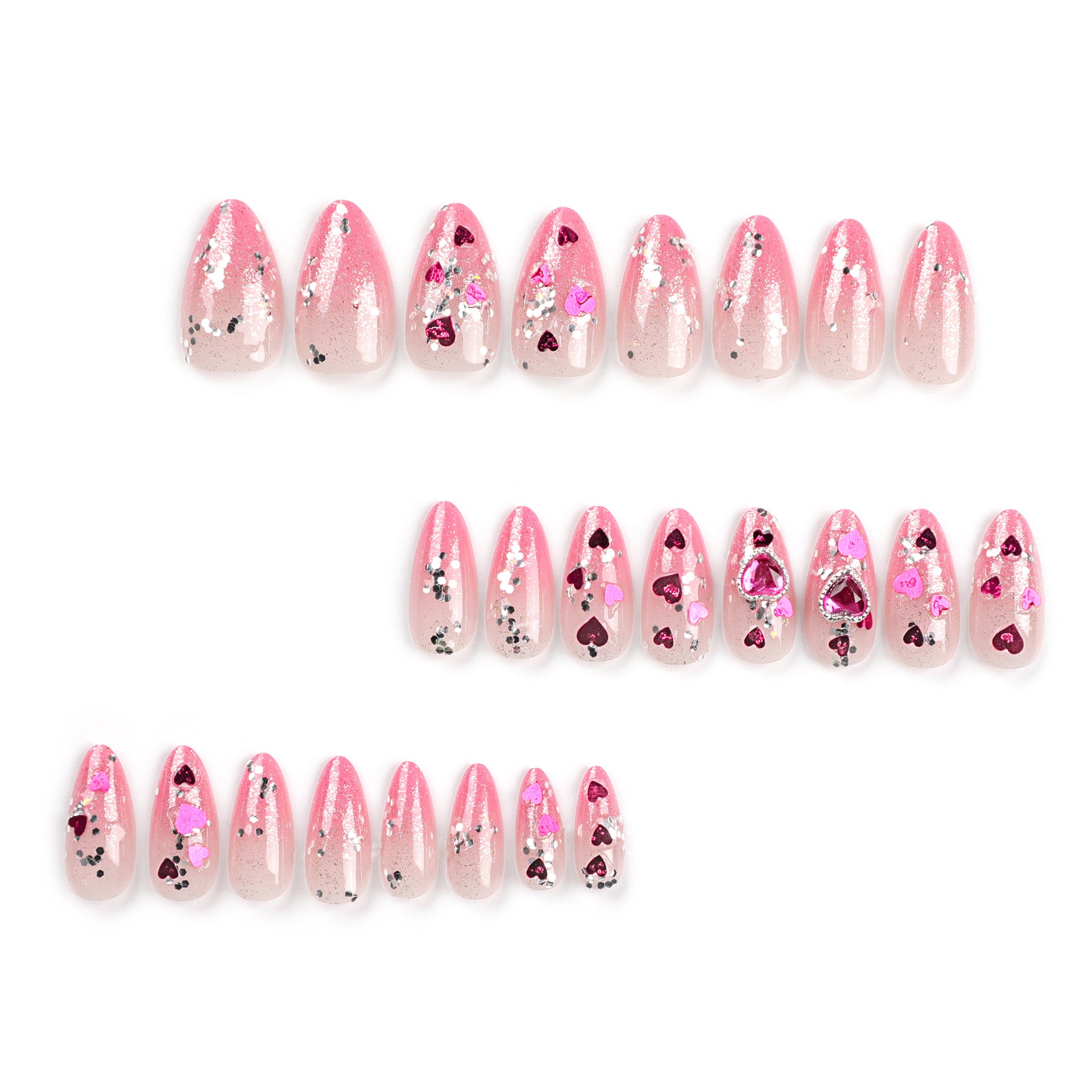 ROSE GLAM ALMOND SHAPE PRESS ON NAILS - Galspro