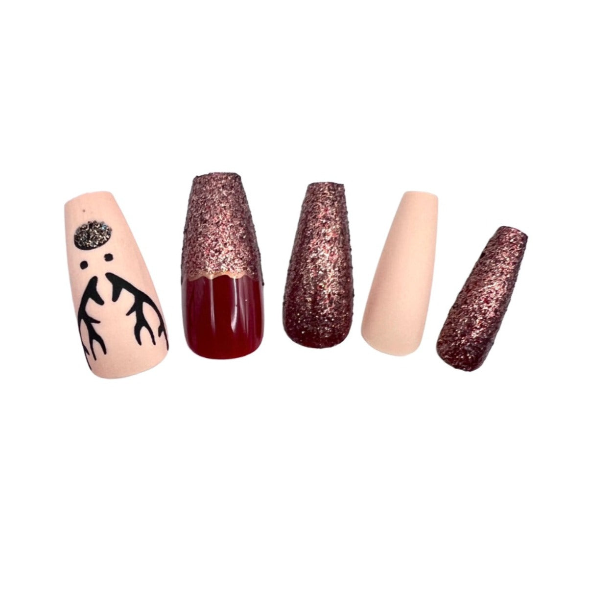WOODLAND WONDER COFFIN SHAPE PRESS ON NAILS