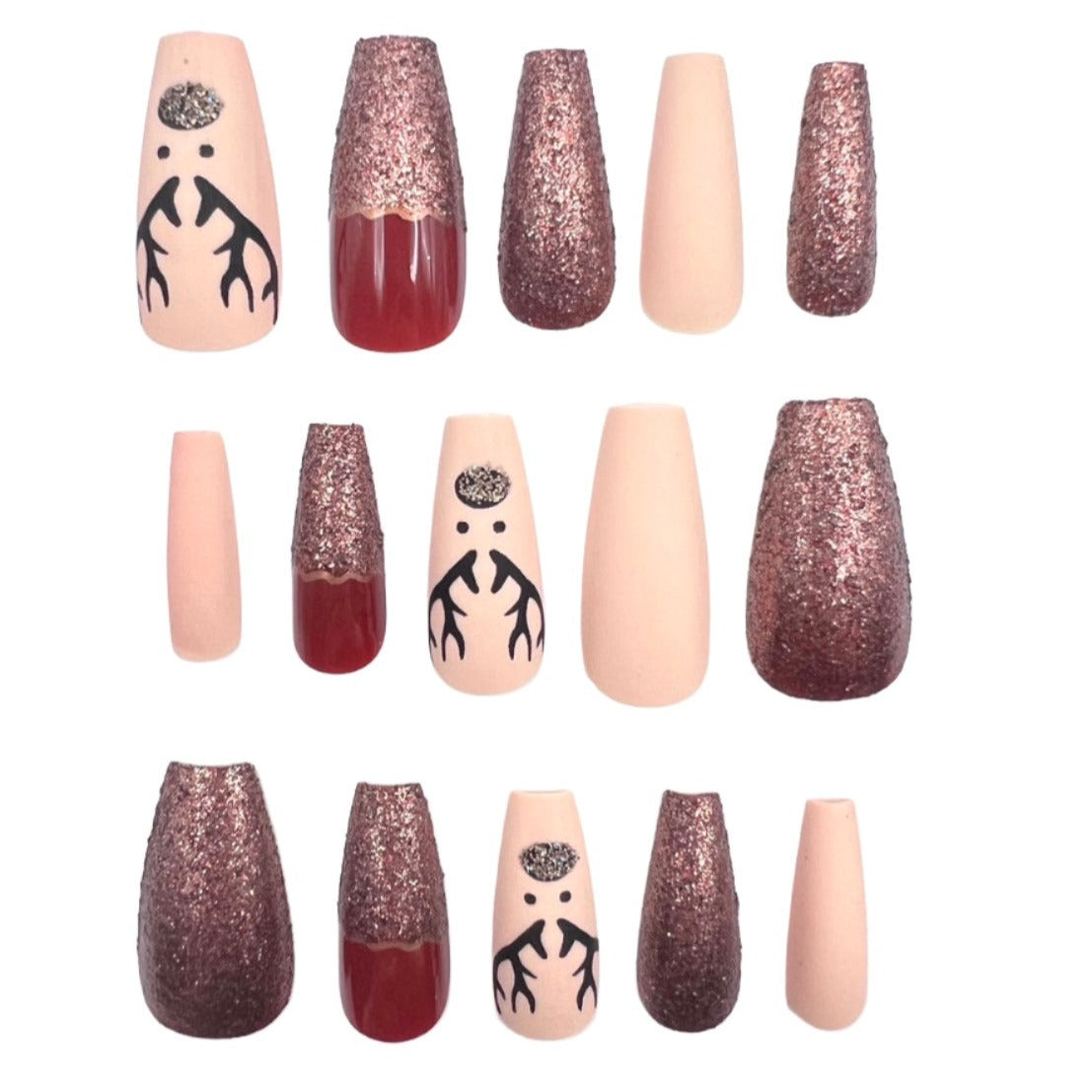 WOODLAND WONDER COFFIN SHAPE PRESS ON NAILS