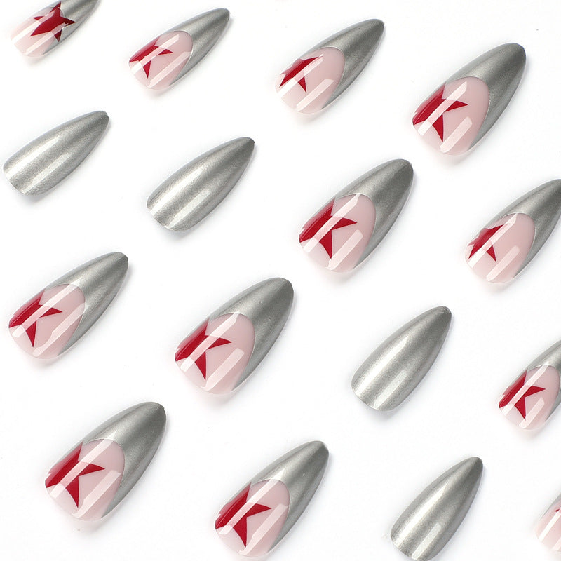 REDSTAR ALMOND SHAPE PRESS ON NAILS - Galspro