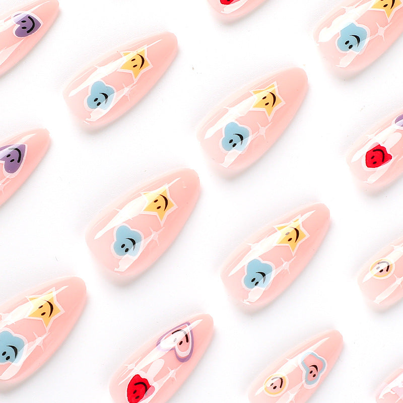 HAPPY CLOUD ALMOND SHAPE PRESS ON NAILS - Galspro