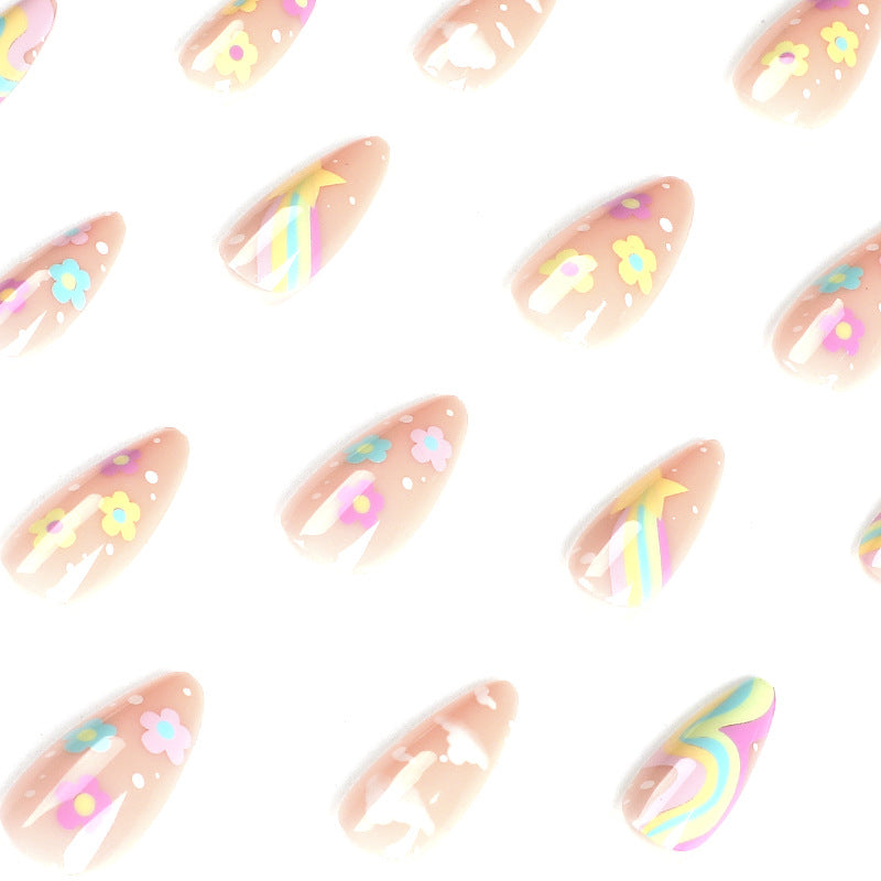 RAINBOW GALAXY ALMOND SHAPE PRESS ON NAILS - Galspro