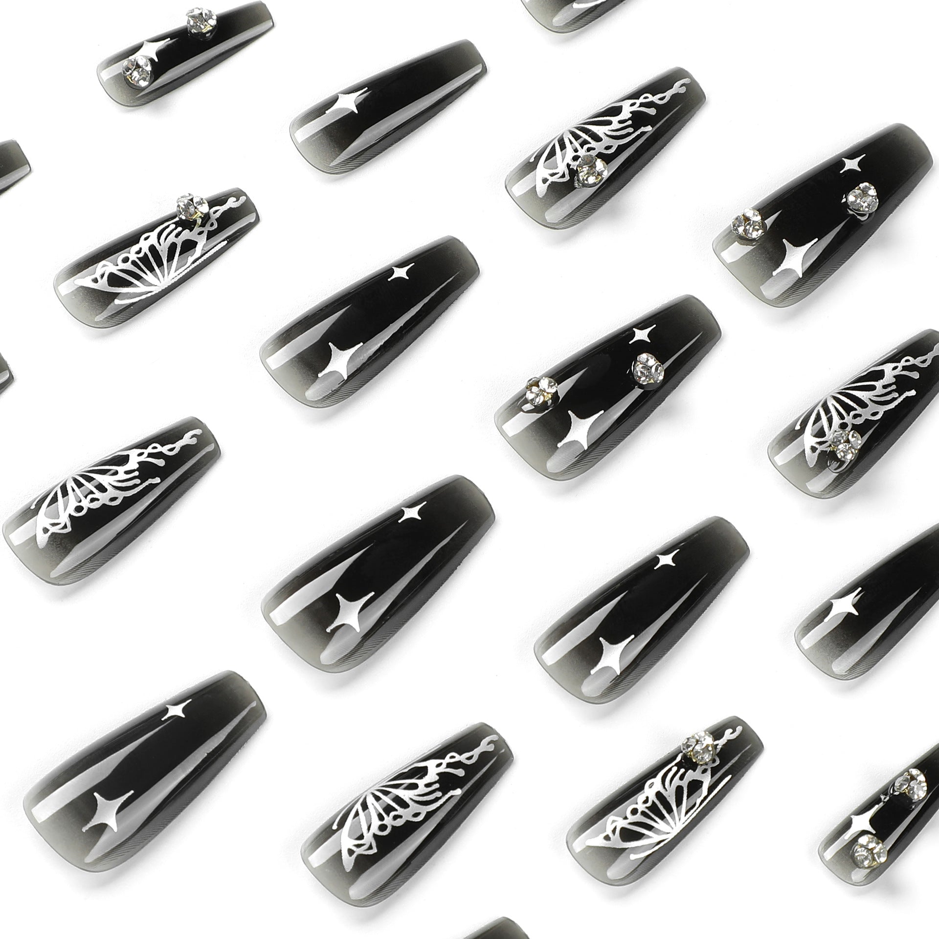 STELLAR NOIR COFFIN SHAPE PRESS ON NAILS