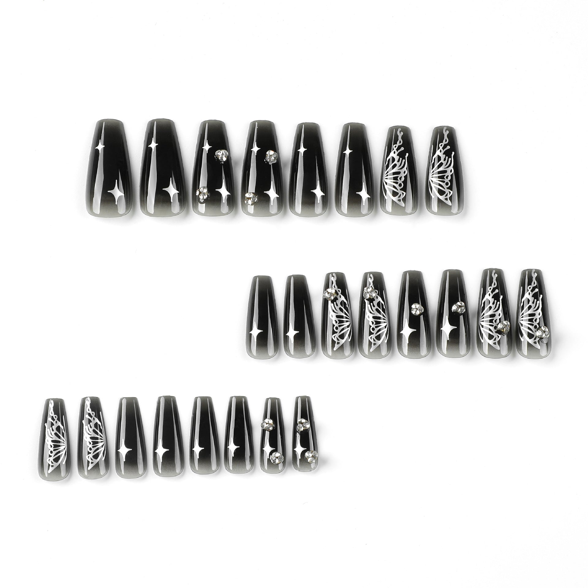 STELLAR NOIR COFFIN SHAPE PRESS ON NAILS