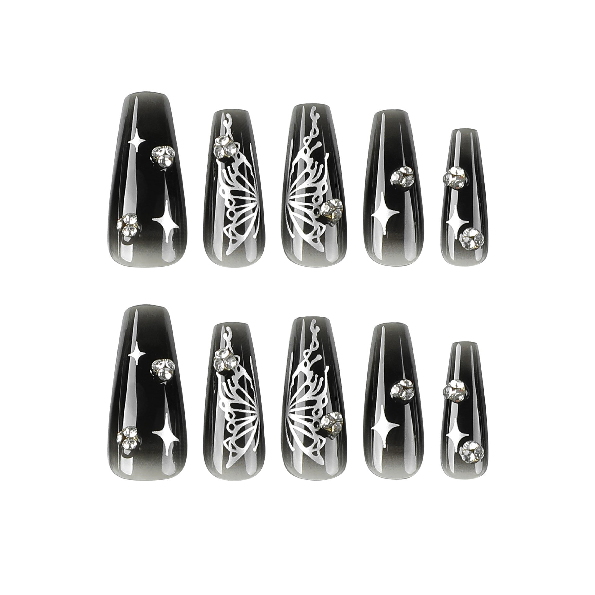 STELLAR NOIR COFFIN SHAPE PRESS ON NAILS