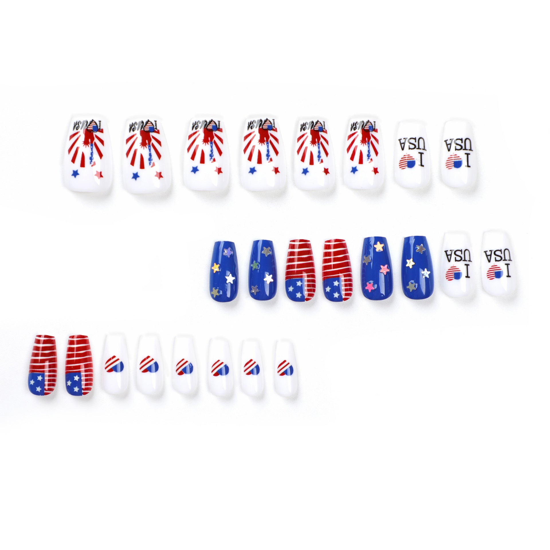USA Pride Fan Coffin Shape Press On Nails - Galspro