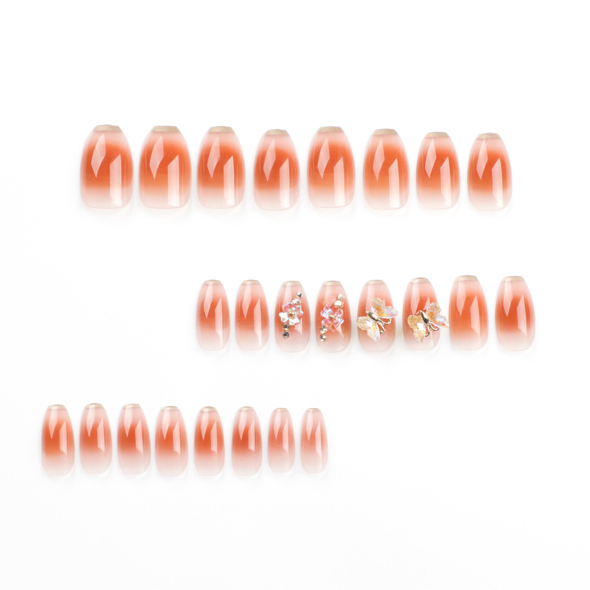 SHINY GLAM COFFIN SHAPE PRESS ON NAILS