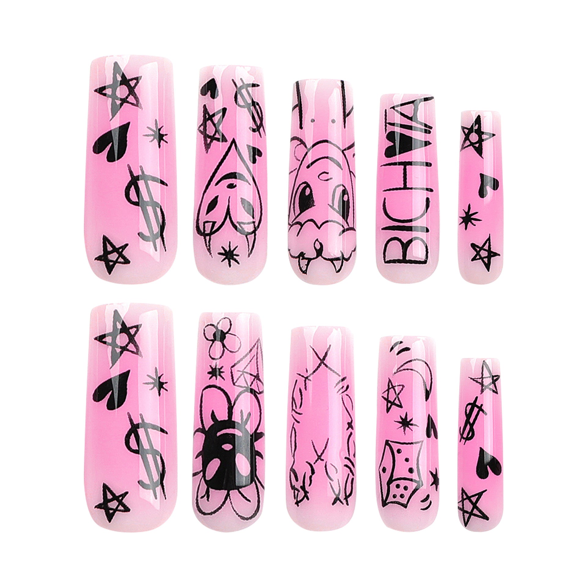 PINKY TRENDY SQUARE SHAPE PRESS ON NAILS