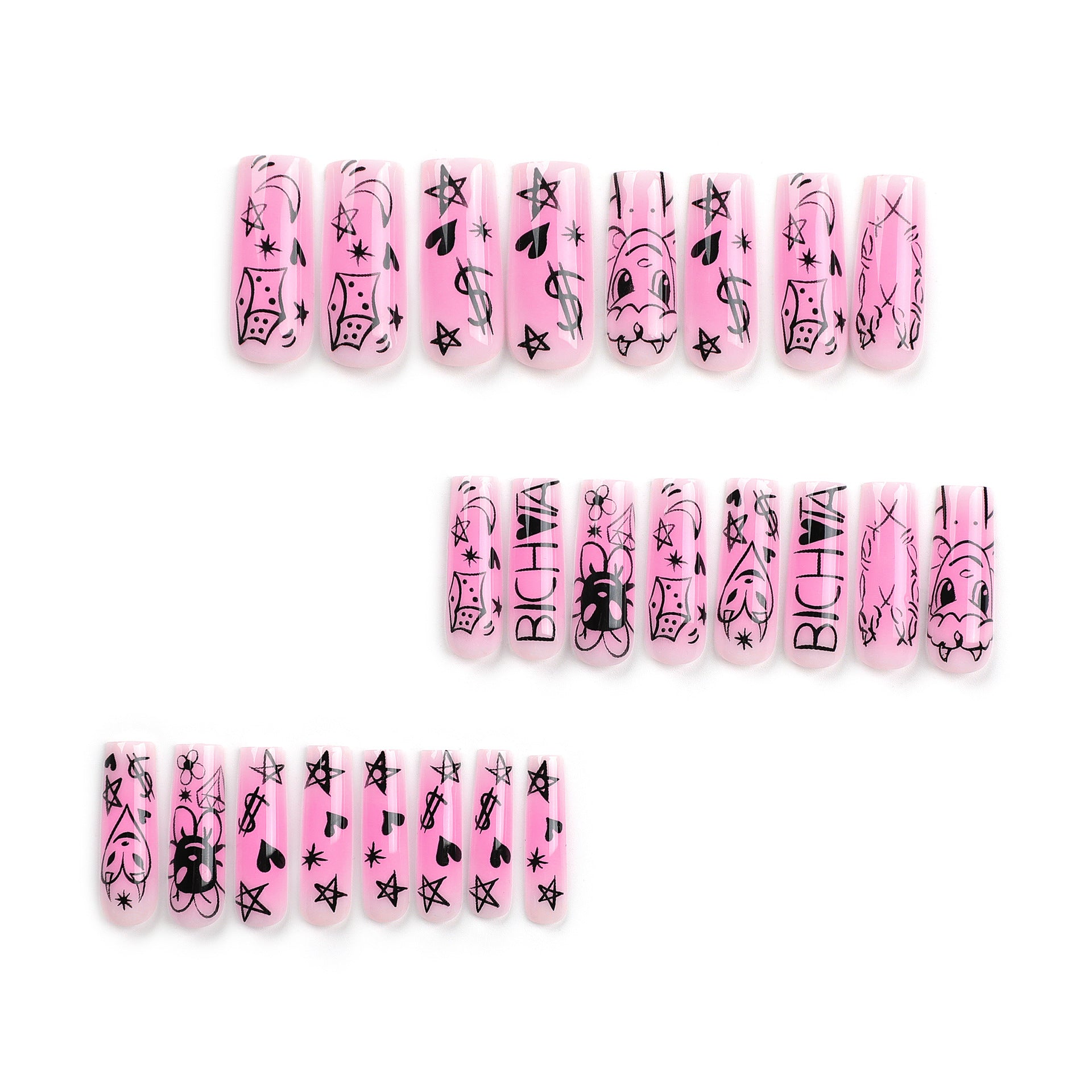 PINKY TRENDY SQUARE SHAPE PRESS ON NAILS