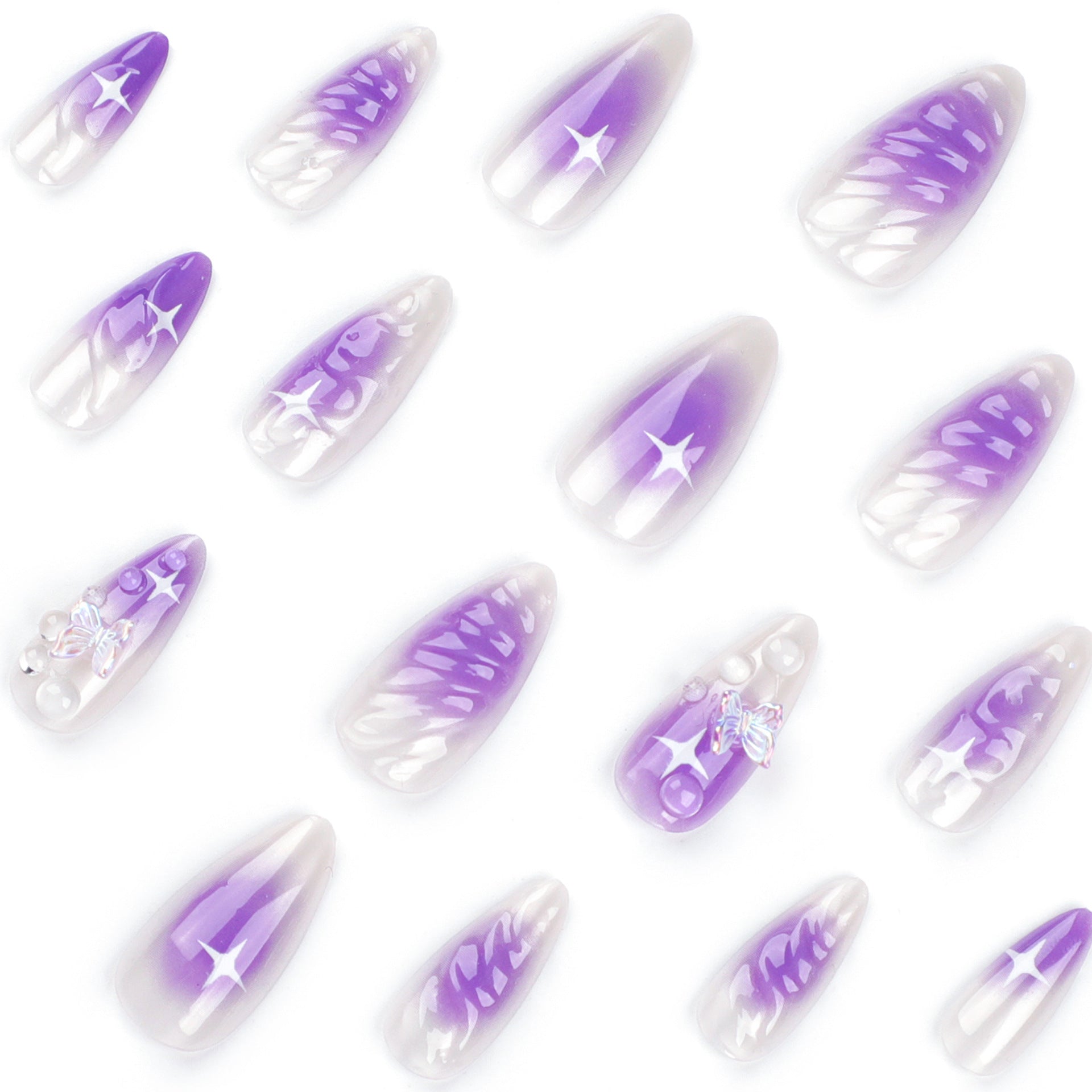 VIOLETGLOW ALMOND SHAPE PRESS ON NAILS - Galspro
