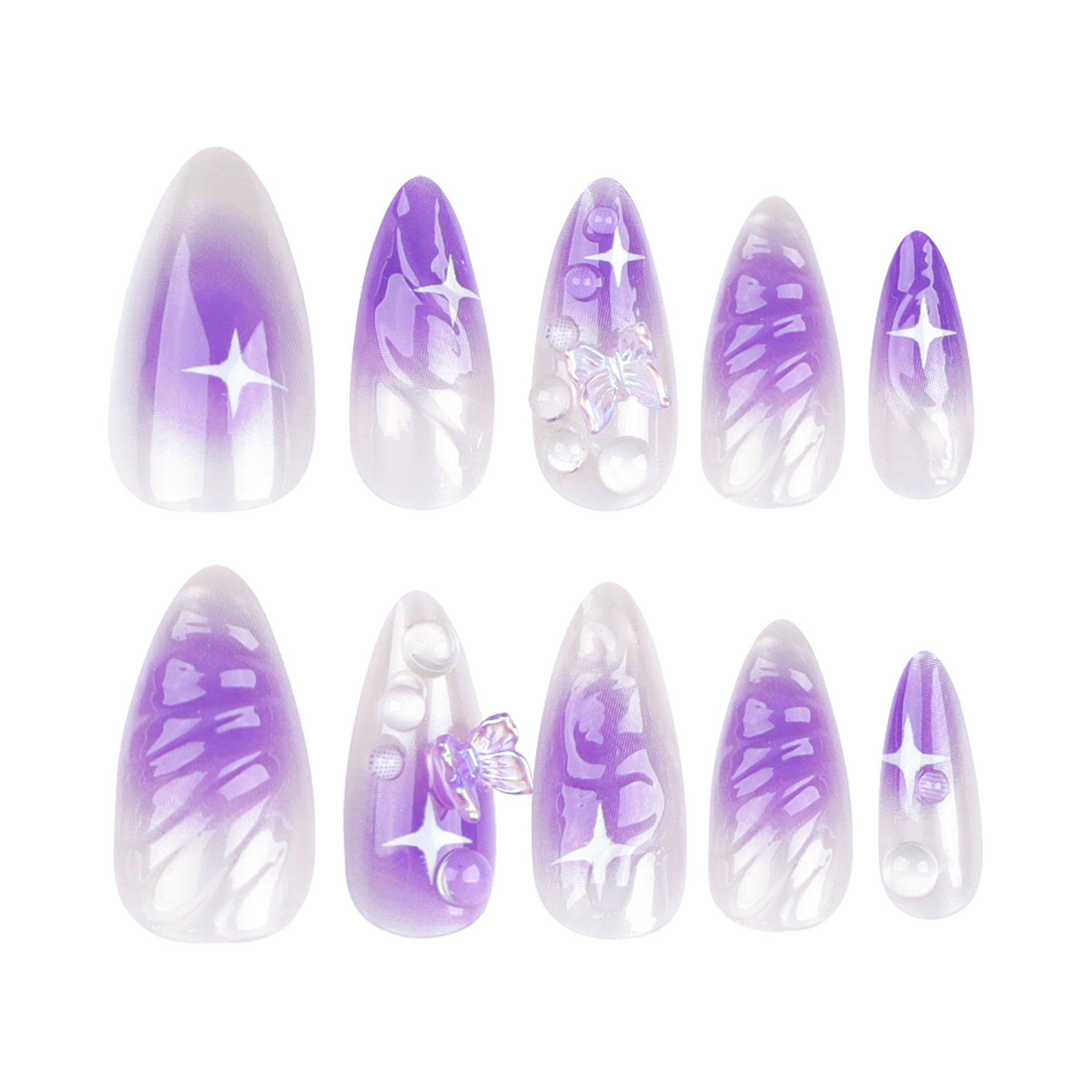 VIOLETGLOW ALMOND SHAPE PRESS ON NAILS - Galspro