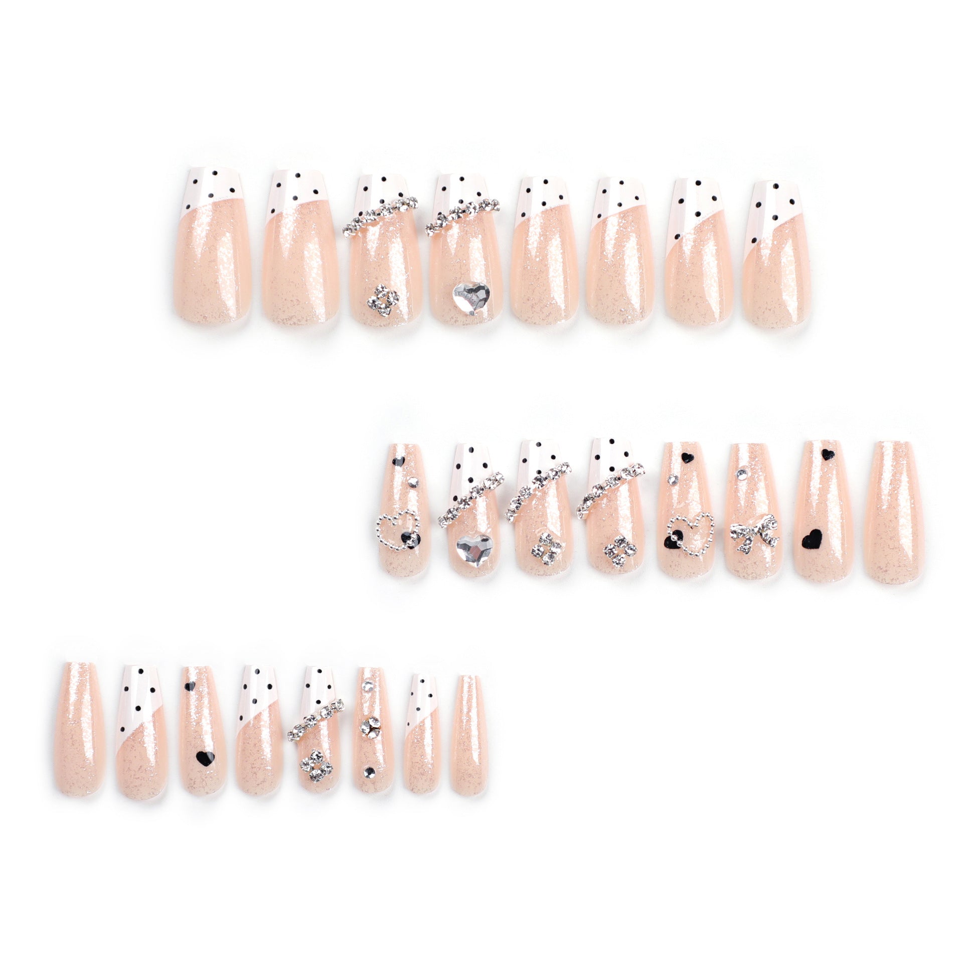 GEMSTONE LOVE COFFIN SHAPE PRESS ON NAILS