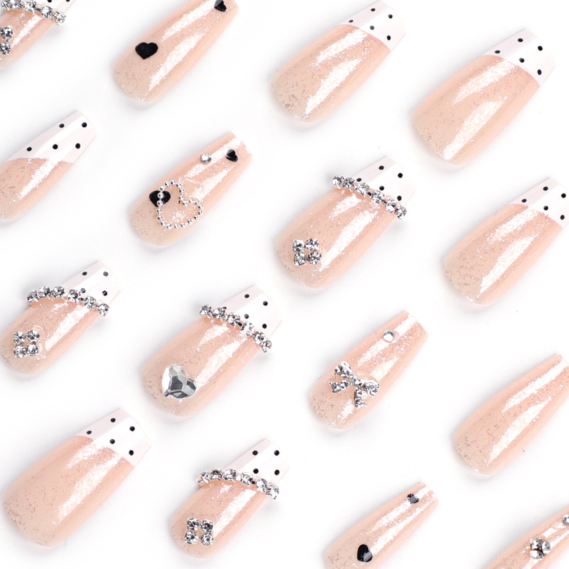 GEMSTONE LOVE COFFIN SHAPE PRESS ON NAILS