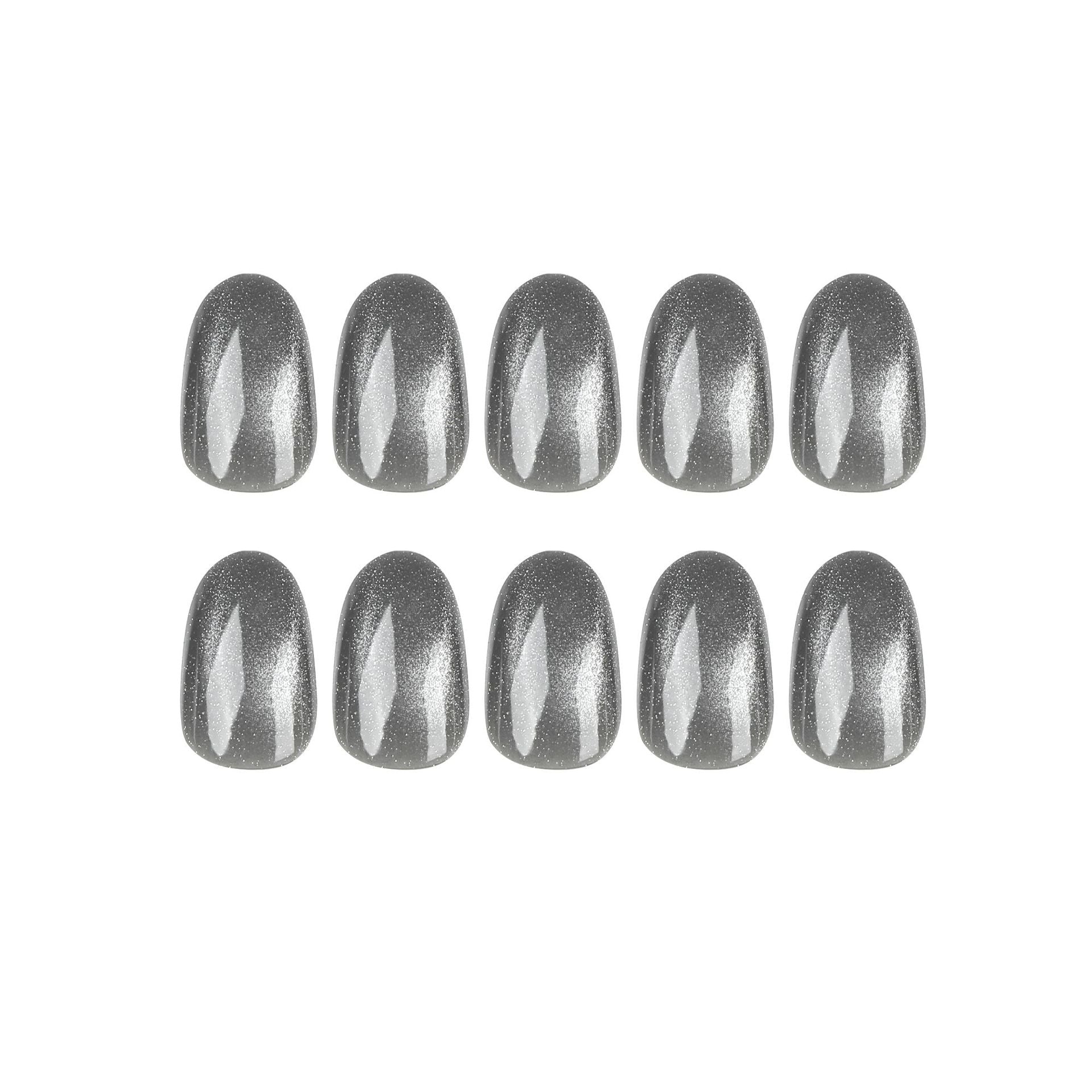 GREY GLAM OVAL SHAPE PRESS ON NAILS