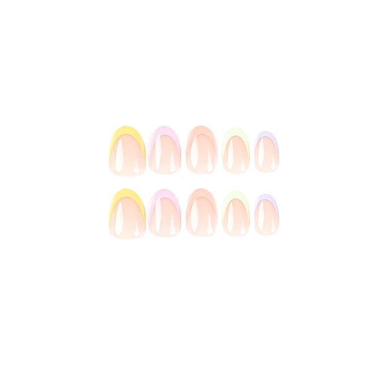 RAINBOW GLAM OVAL SHAPE PRESS ON NAILS