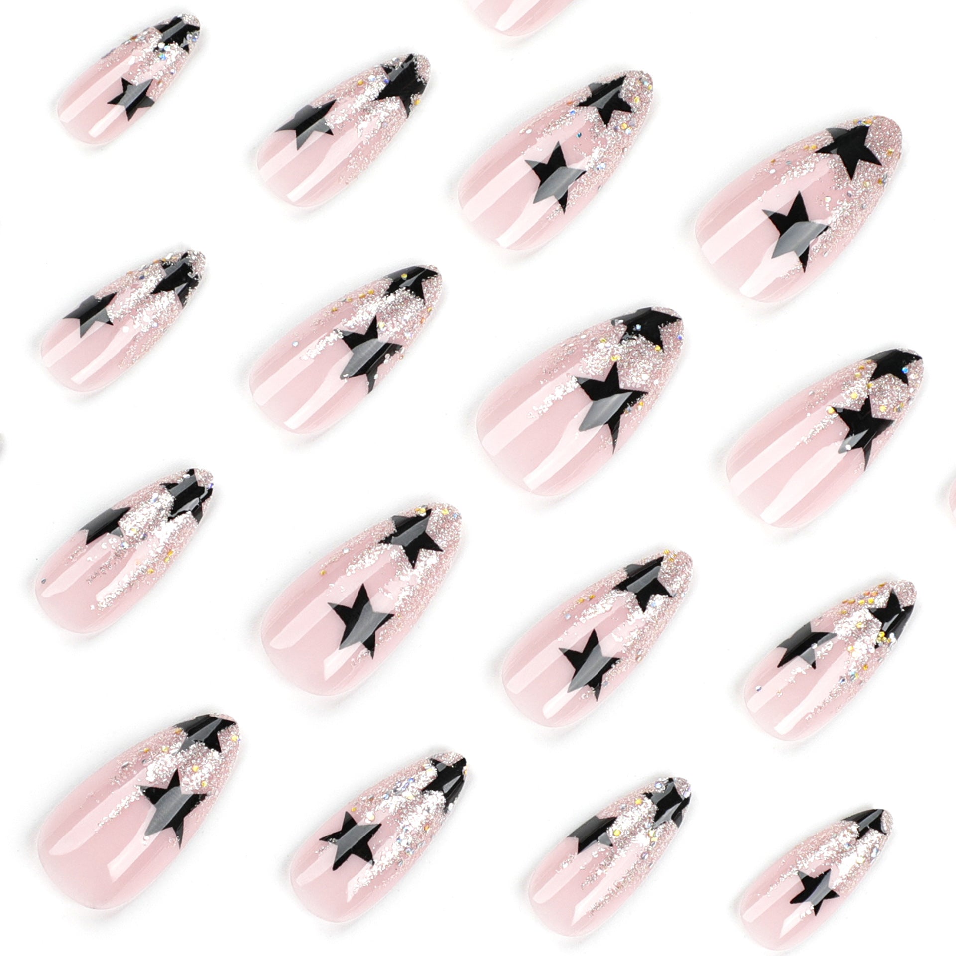 MIDNIGHT GALAXY ALMOND SHAPE PRESS ON NAILS