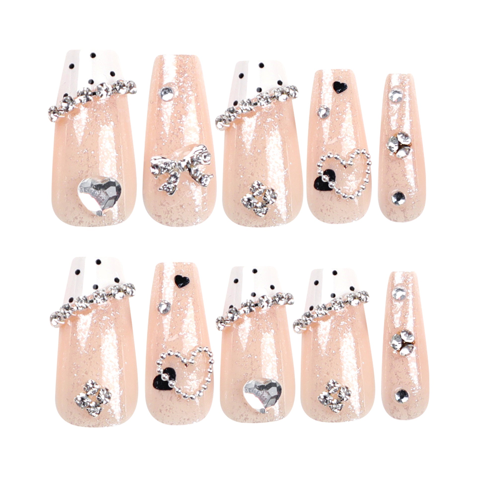GEMSTONE LOVE COFFIN SHAPE PRESS ON NAILS