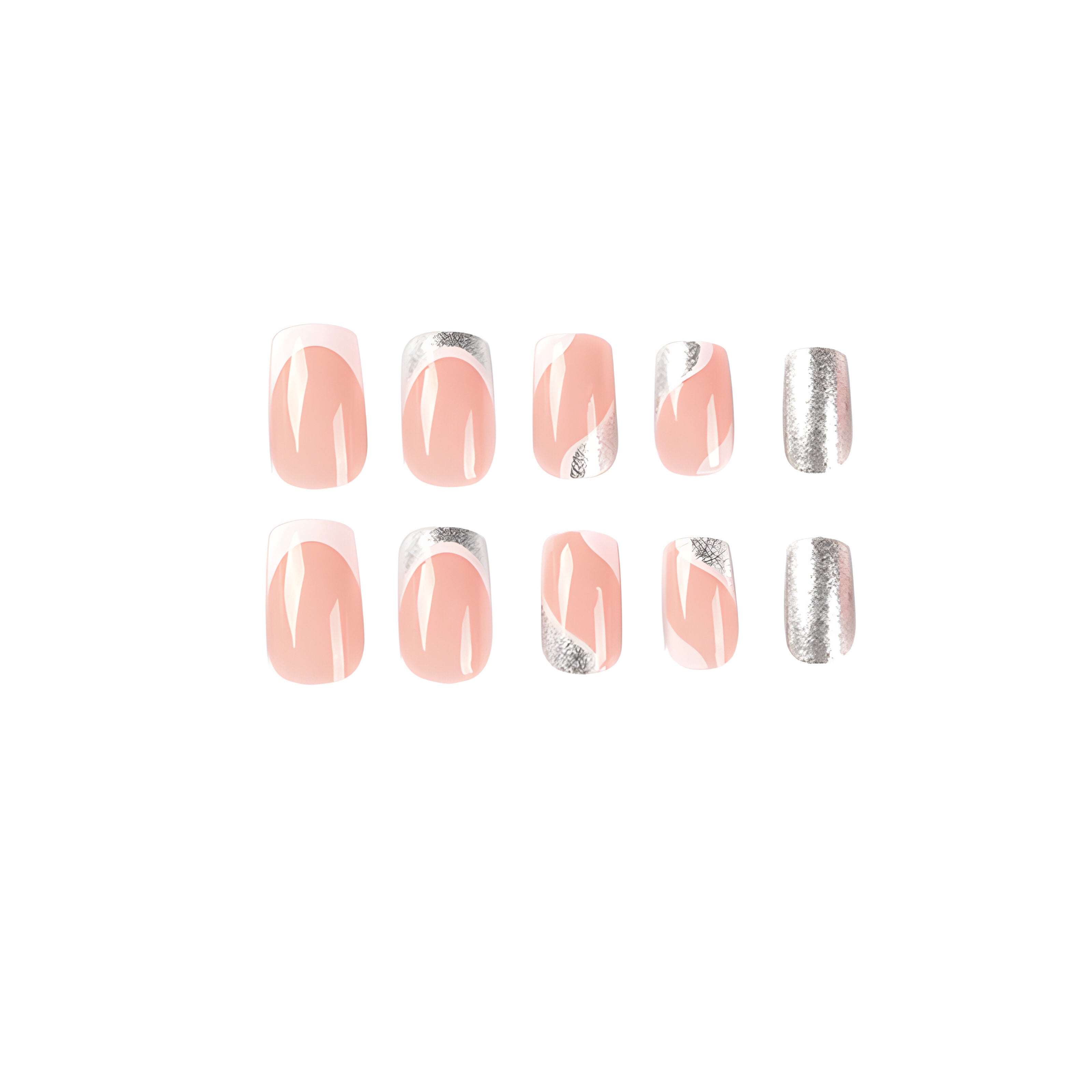 SILVER BLOSSOM SQUARE SHAPE PRESS ON NAILS