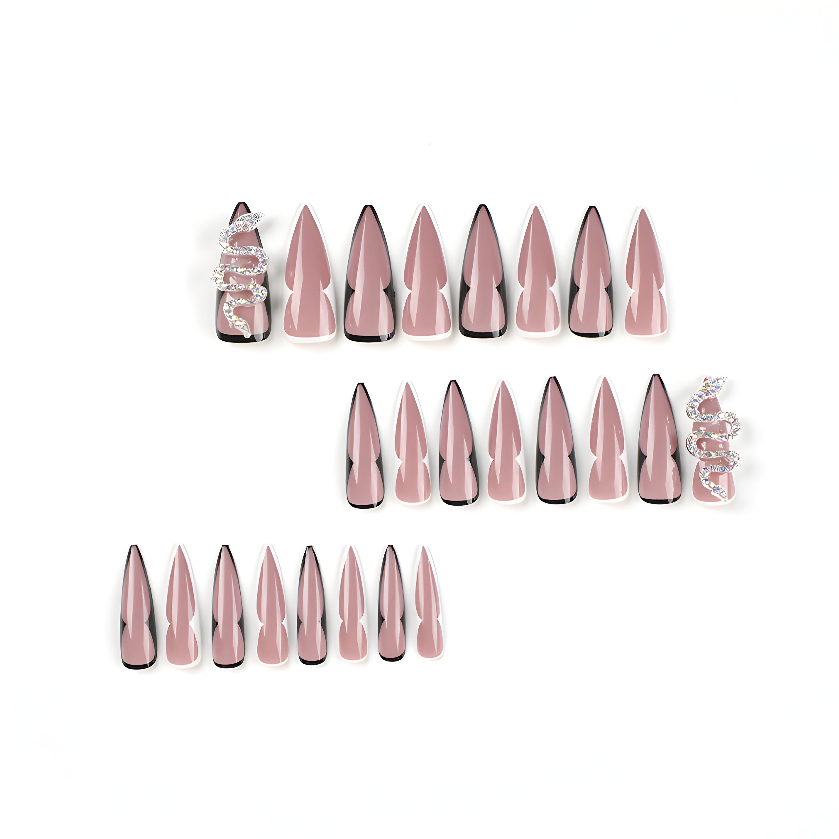 STILETTO SPARKLE COFFIN SHAPE PRESS ON NAILS