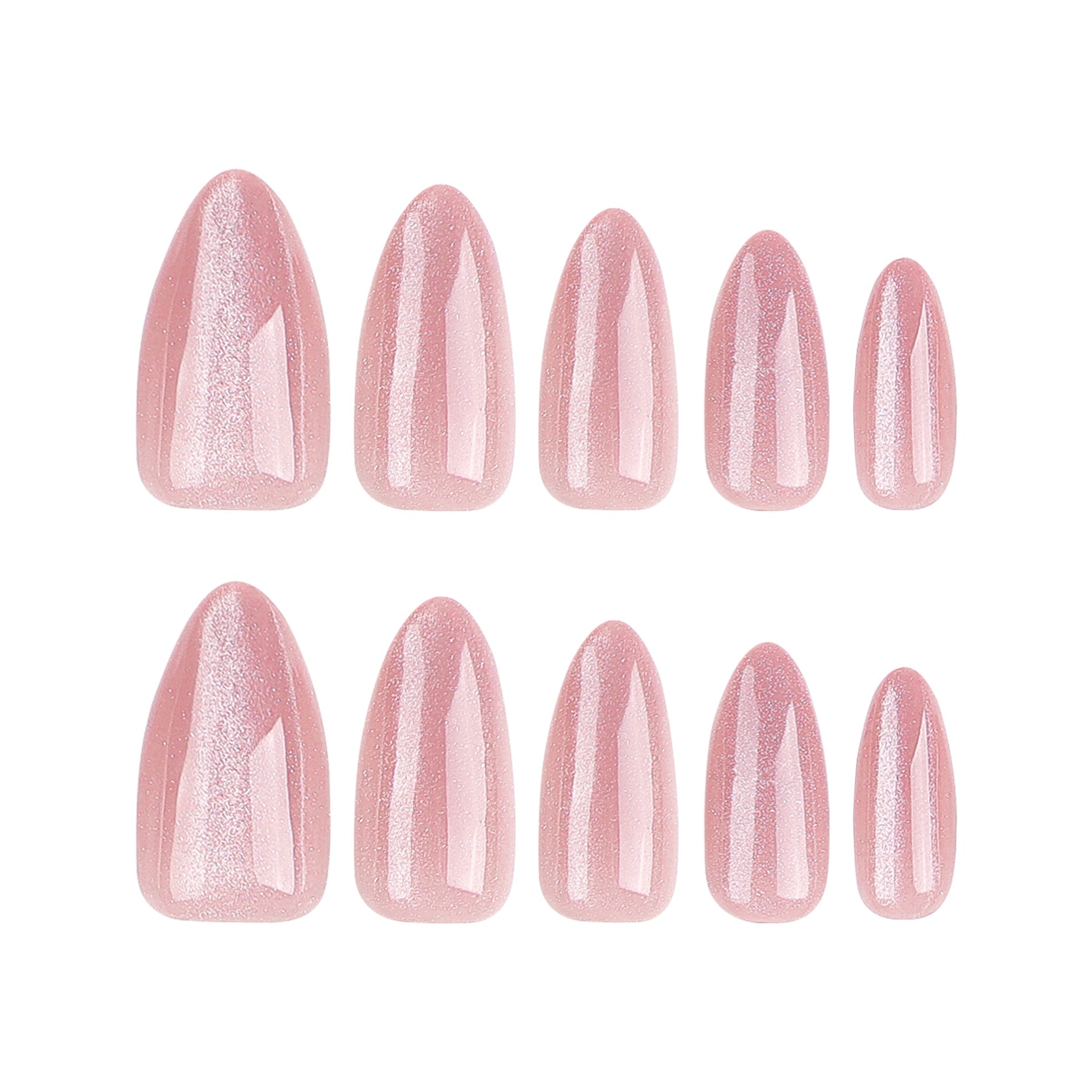 METALLIC PINK ALMOND SHAPE PRESS ON NAILS
