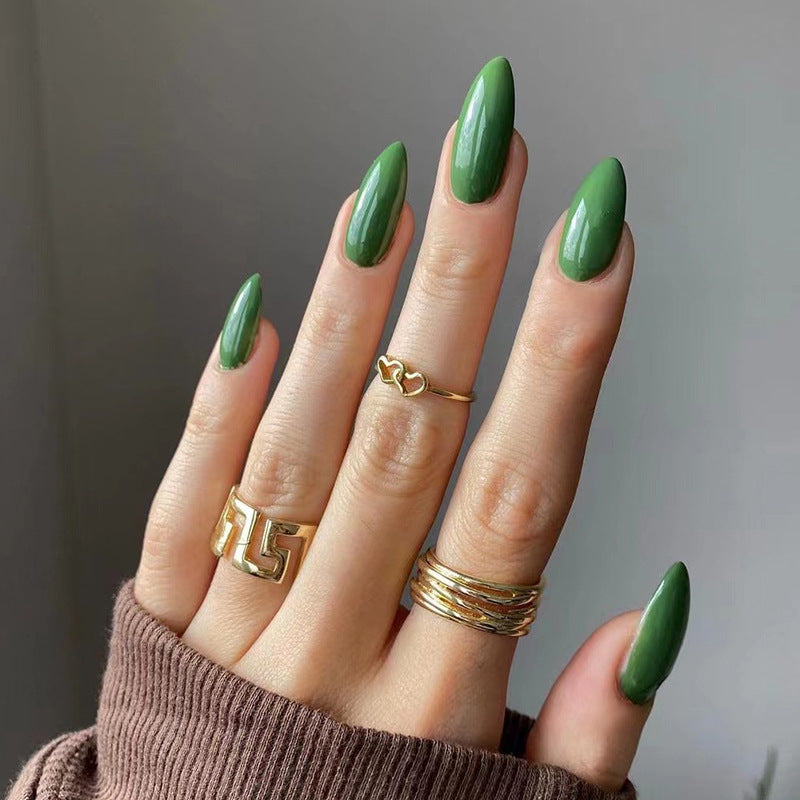 Green Almond Nails | Almond Shape Green Nails | Galspro