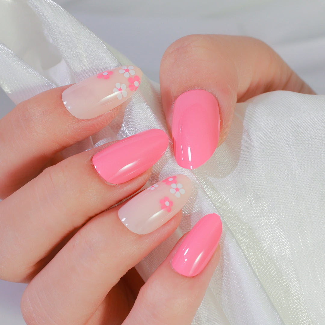 PINK POP OVAL SHAPE PRESS ON NAILS