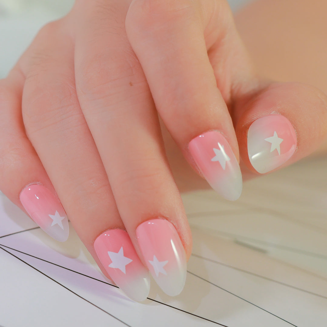 TWINKLING STARS ALMOND SHAPE PRESS ON NAILS