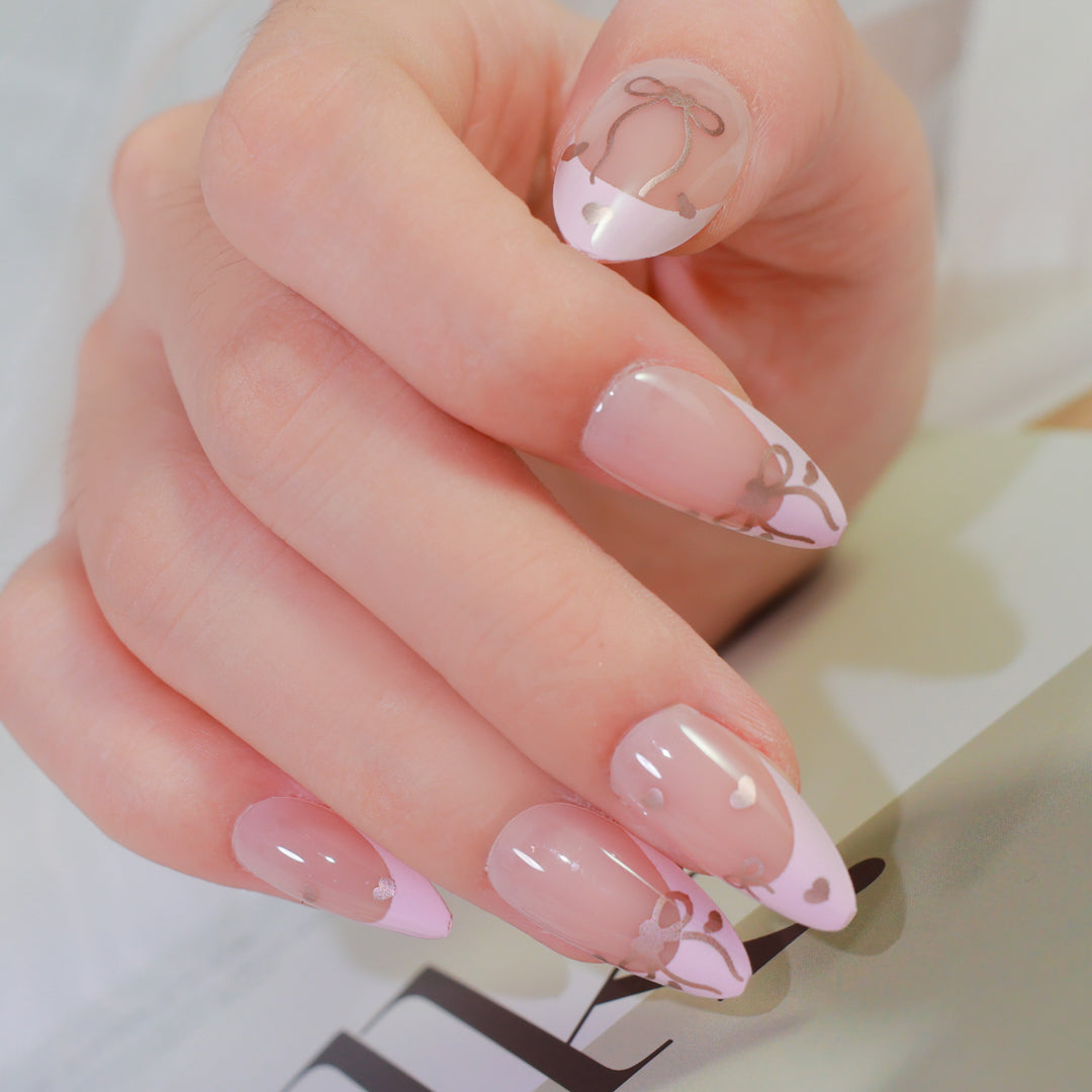 PRETTY IN PINK ALMOND SHAPE PRESS ON NAILS