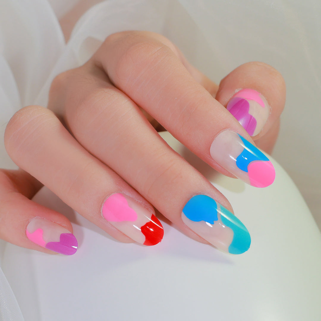 COLOR BURST OVAL SHAPE PRESS ON NAILS