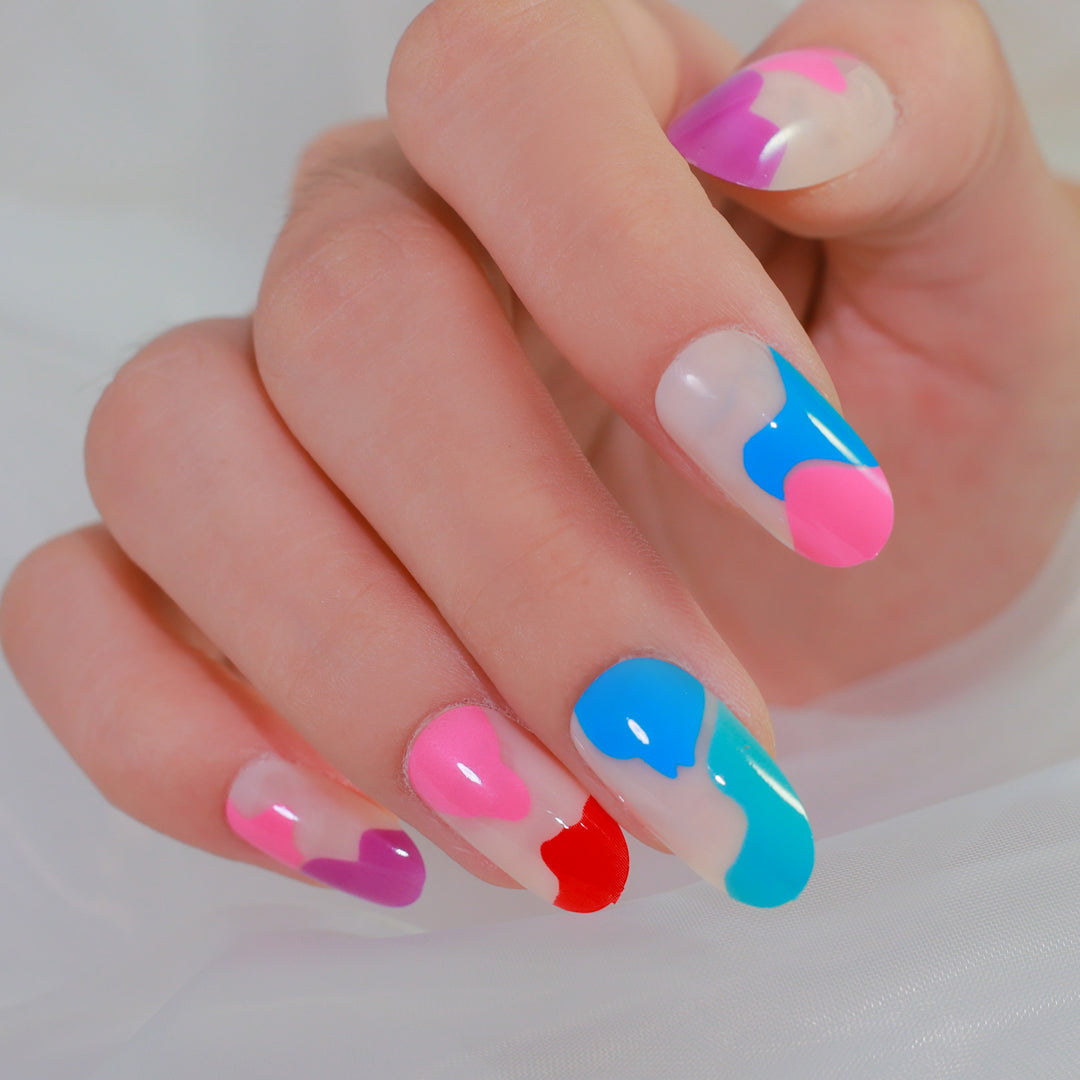 COLOR BURST OVAL SHAPE PRESS ON NAILS