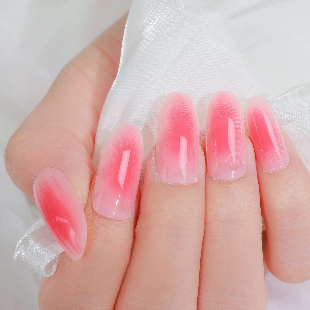 ROSE QUARTZ OVAL SHAPE PRESS ON NAILS