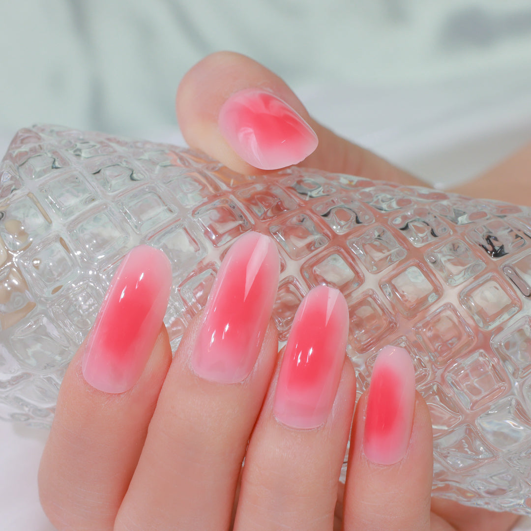 ROSE QUARTZ OVAL SHAPE PRESS ON NAILS