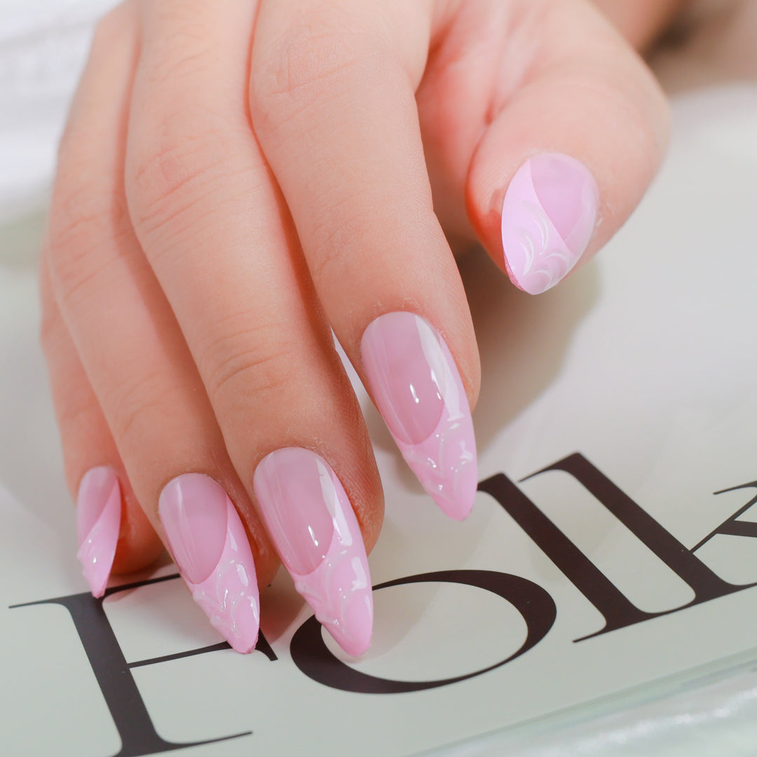 CHARMING PINK ALMOND SHAPE PRESS ON NAILS