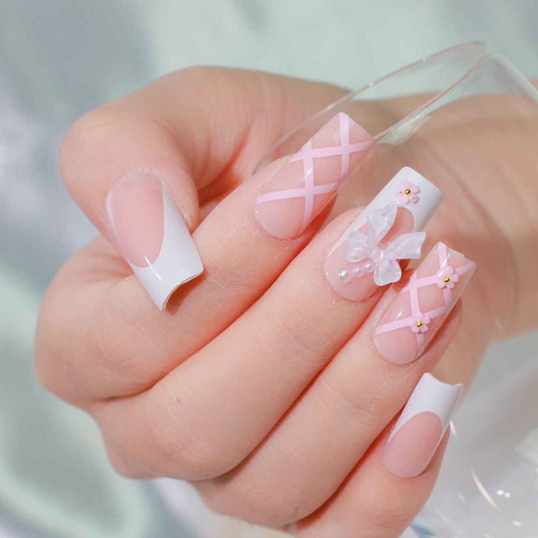 FLORAL FANTASY  SQUARE SHAPE PRESS ON NAILS