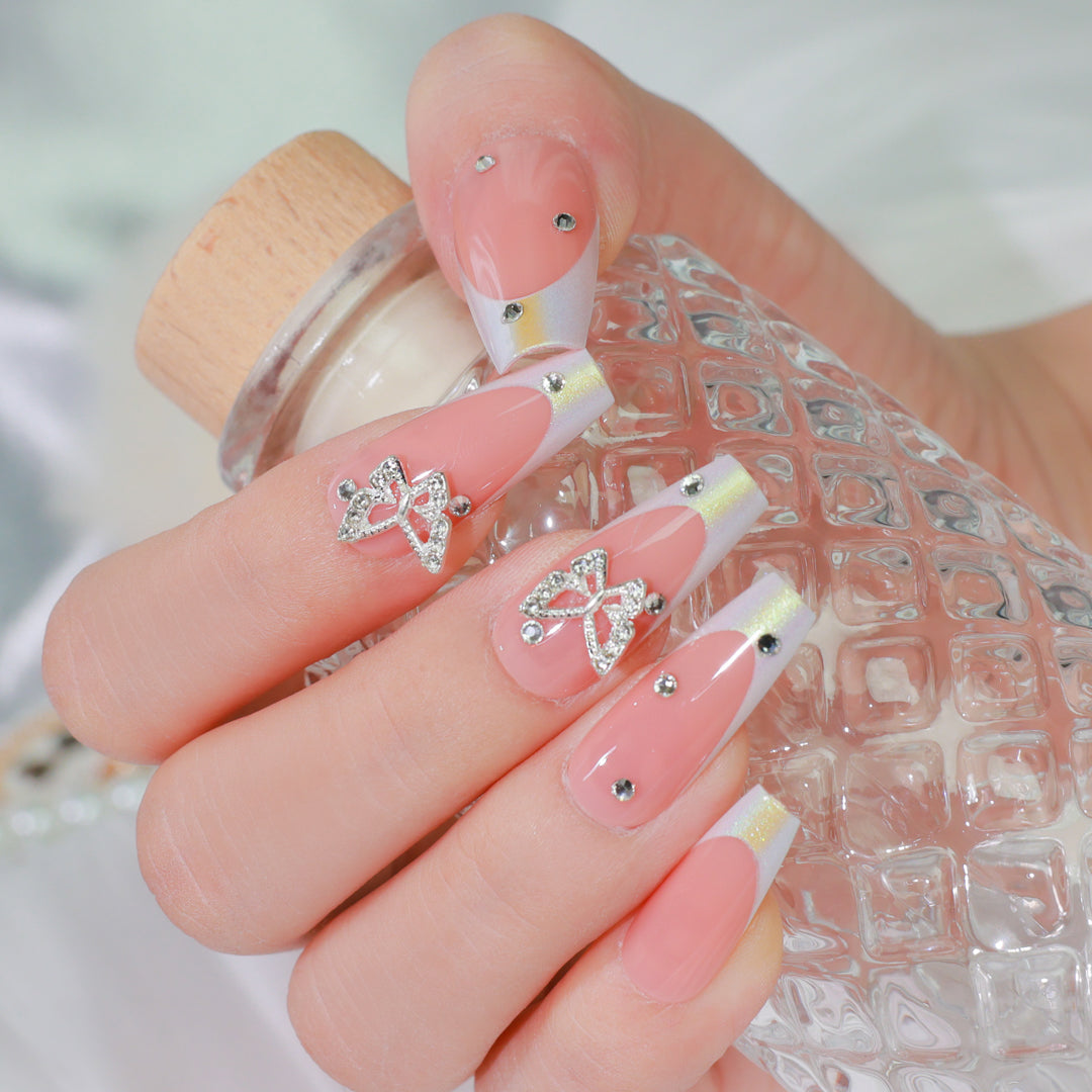 DIAMOND DAZZLE COFFIN SHAPE PRESS ON NAILS