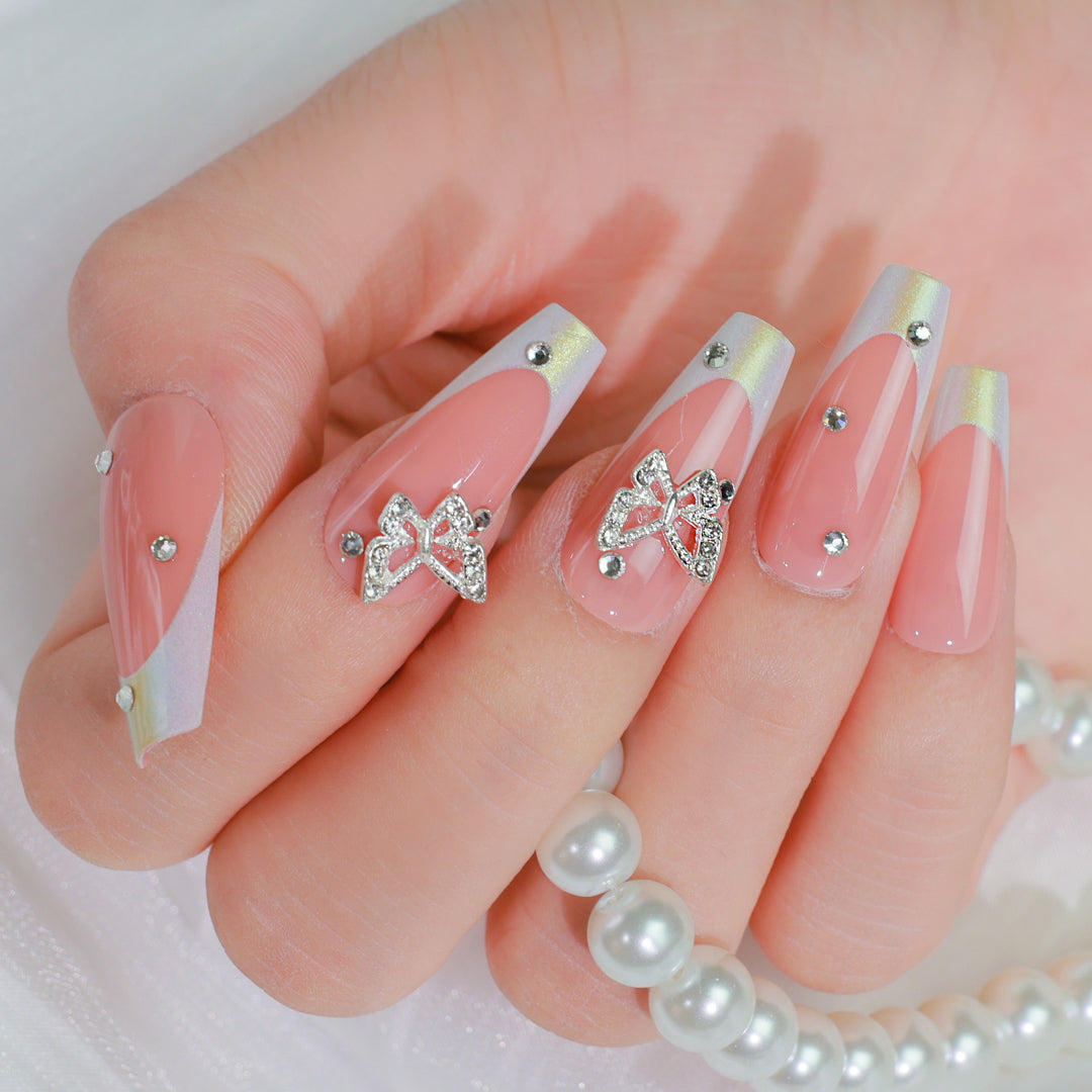 DIAMOND DAZZLE COFFIN SHAPE PRESS ON NAILS