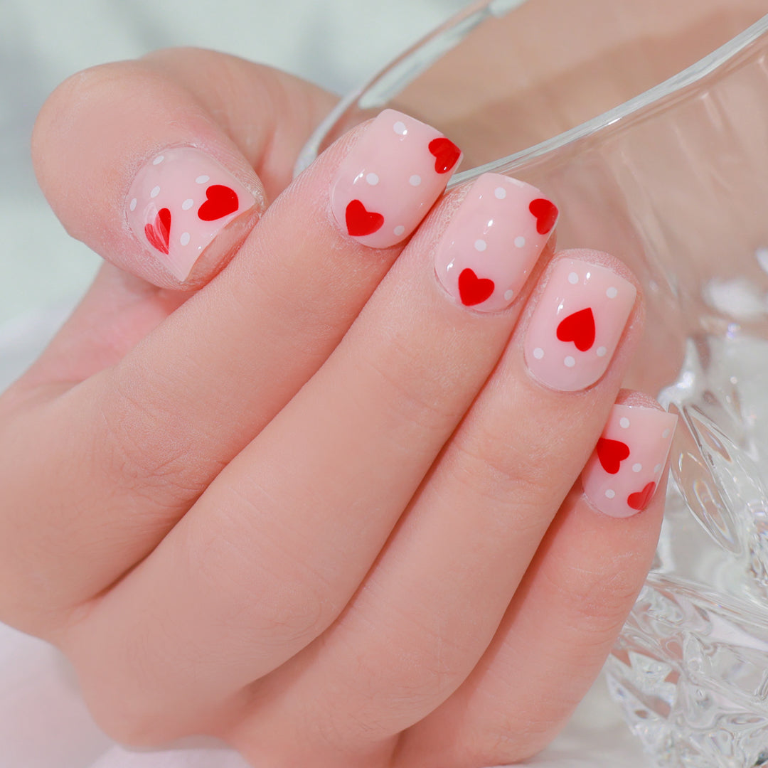 CRIMSON LOVE SQUARE SHAPE PRESS ON NAILS