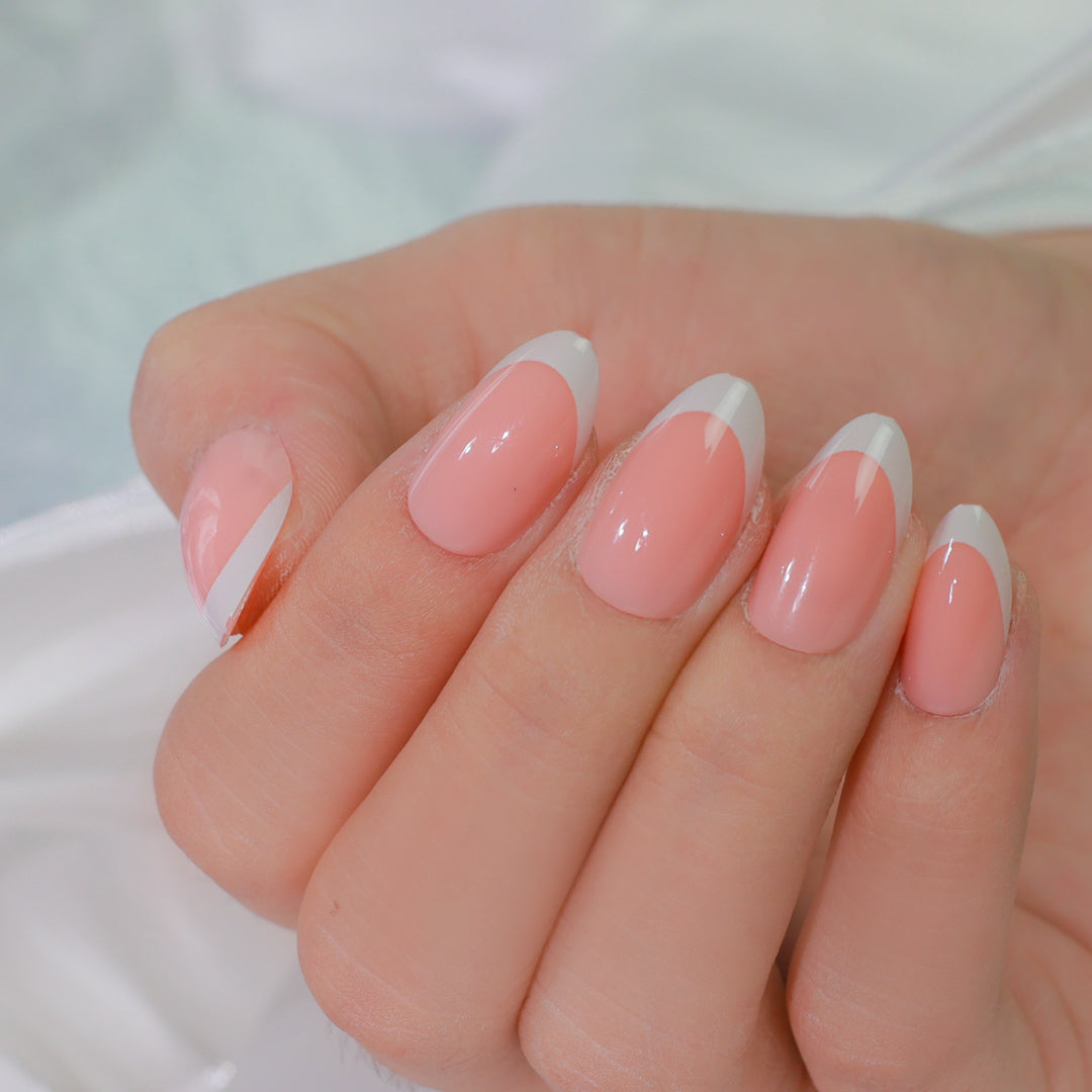 PINK TIP OVAL SHAPE PRESS ON NAILS