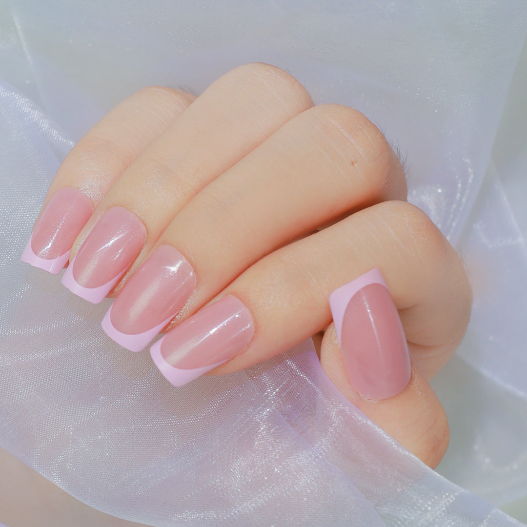 BLUSH TIP SQUARE SHAPE PRESS ON NAILS